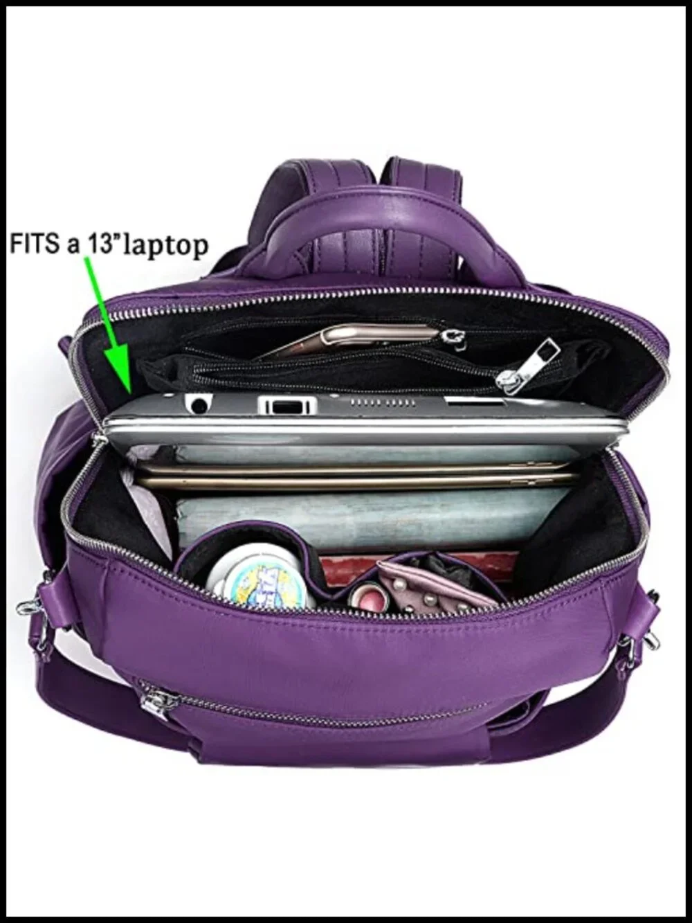 Women's Nylon Laptop Backpack Water Resistant Detachable Crossbody Bag 15.6